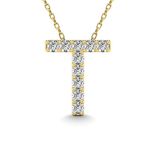 Diamond 1/10 Ct.Tw. Letter "T" Pendant in 14K White Gold