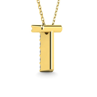 Diamond 1/10 Ct.Tw. Letter "T" Pendant in 14K White Gold