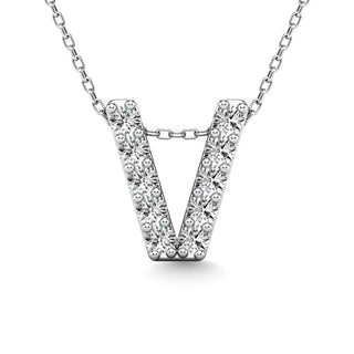 Diamond 1/10 Ct.Tw. Letter "V" Pendant in 14K Rose Gold
