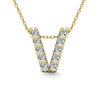 Diamond 1/10 Ct.Tw. Letter "V" Pendant in 14K White Gold