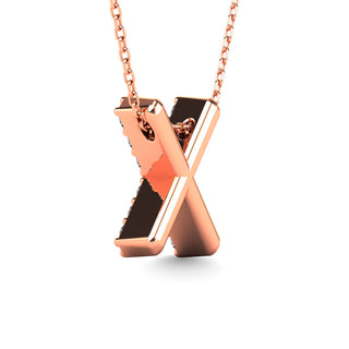 Diamond 1/8 Ct.Tw. Letter "X" Pendant in 14K Yellow Gold
