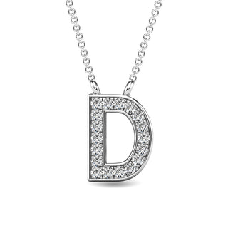 Diamond 1/20 Ct.Tw. Letter "D" Pendant in 10K White Gold