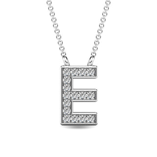 Diamond 1/20 Ct.Tw. Letter "E" Pendant in 10K White Gold