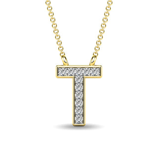Diamond 1/20 Ct.Tw. Letter "T" Pendant in 10K White Gold