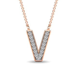 Diamond 1/20 Ct.Tw. Letter "V" Pendant in 10K Yellow Gold