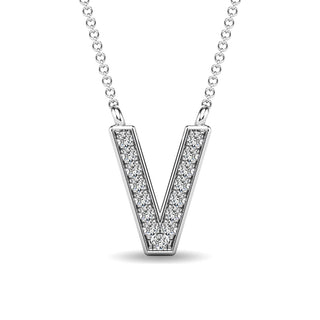 Diamond 1/20 Ct.Tw. Letter "V" Pendant in 10K Rose Gold