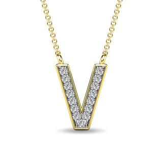 Diamond 1/20 Ct.Tw. Letter "V" Pendant in 10K White Gold