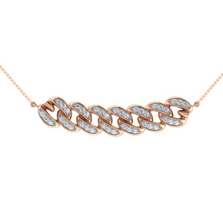 14K Rose Gold 1/5 Ct.Tw. Diamond Cuban Style Necklace