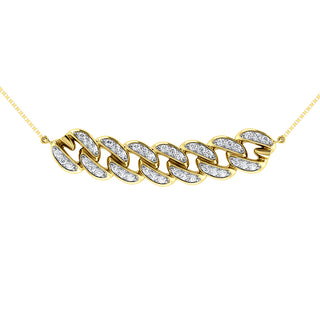 14K Yellow Gold 1/5 Ct.Tw. Diamond Cuban Style Necklace