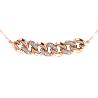 10K Rose Gold 1/20 Ct.Tw. Diamond Cuban Style Necklace