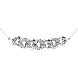 10K White Gold 1/20 Ct.Tw. Diamond Cuban Style Necklace