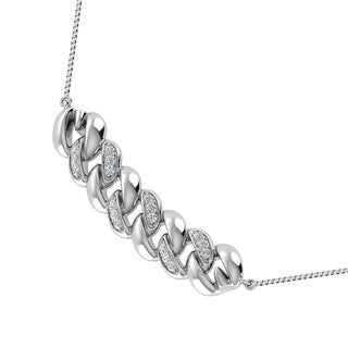 10K White Gold 1/20 Ct.Tw. Diamond Cuban Style Necklace