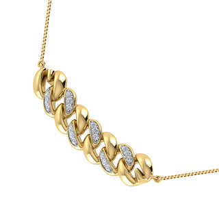 10K Yellow Gold 1/20 Ct.Tw. Diamond Cuban Style Necklace
