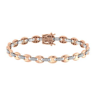 Diamond 1/2 Ct.Tw. Cuban Fashion Bracelets in 14K Rose Gold