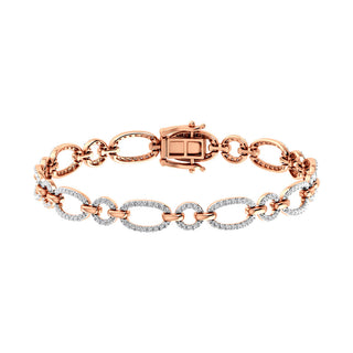Diamond 1 5/8 Ct.Tw. Cuban Fashion Bracelets in 14K Rose Gold