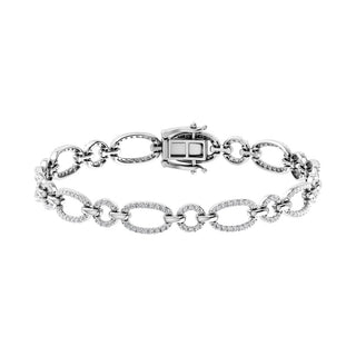 Diamond 1 5/8 Ct.Tw. Cuban Fashion Bracelets in 14K White Gold
