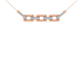 10K Pink Gold 1/10 Ct.Tw. Diamond Cuban Link Necklace