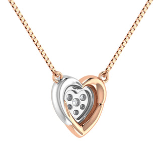 10K Two Tone 1/6.Tw. Diamond Heart Necklace