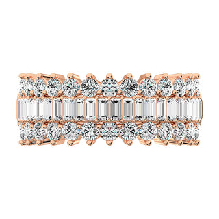 14K Rose Gold 1 1/2 Ct.Tw. Diamond Round and Baguette Set Fashion Band
