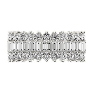 14K White Gold 1 1/2 Ct.Tw. Diamond Round and Baguette Set Fashion Band