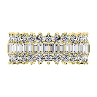 14K Yellow Gold 1 1/2 Ct.Tw. Diamond Round and Baguette Set Fashion Band