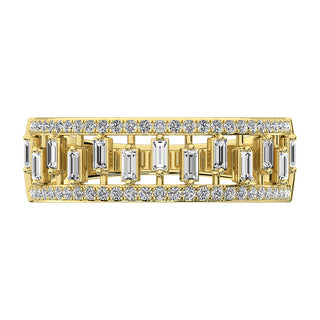 14K Yellow Gold 1/3 Ct.Tw. Diamond Round and Baguette Set Fashion Band
