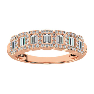 14K Rose Gold 1/2 Ct.Tw. Diamond Round and Baguette Engagement Ring