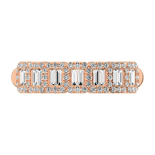 14K Rose Gold 1/2 Ct.Tw. Diamond Round and Baguette Engagement Ring