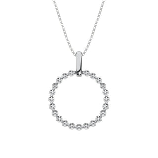 14K White Gold 1/5 Ct.Tw. Diamond Open Circle Pendant