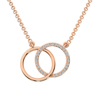 10K Rose Gold 1/10 Ct.Tw. Diamond Interlinked Circle Necklace