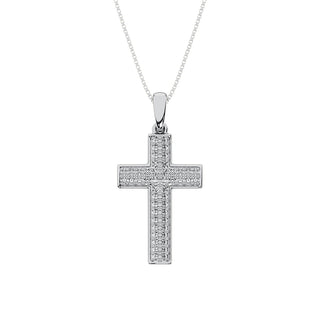 10K White Gold 1/4 Ct.Tw. Diamond Pave Set Cross Pendant