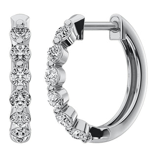 14K White Gold 1/2 Ct.Tw. Diamond Hoop Earrings