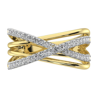 14K Yellow Gold 1/2 Ct.Tw. Diamond Crossover Ring