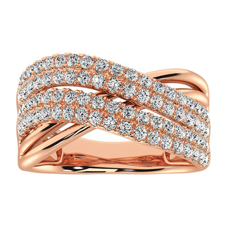 14K Rose Gold 1 Ct.Tw. Diamond Crossover Ring
