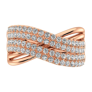 14K Rose Gold 1 Ct.Tw. Diamond Crossover Ring