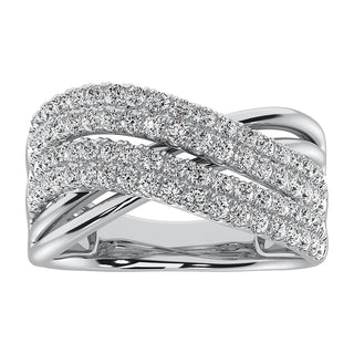 14K White Gold 1 Ct.Tw. Diamond Crossover Ring