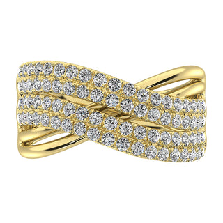 14K Yellow Gold 1 Ct.Tw. Diamond Crossover Ring