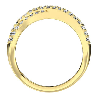 14K Yellow Gold 1 1/2 Ct.Tw. Diamond Round and Baguette Crossover Ring
