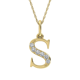 Diamond 1/20 Ct.Tw. Letter S Pendant in 10K Yellow Gold