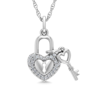 Diamond 1/20 Ct.Tw. Lock Pendant in Sterling Silver