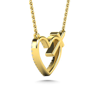 10K Yellow Gold Diamond 1/10 Ct.Tw. Heart and Cross Pendant