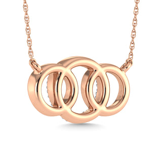 10K Rose Gold Diamond 1/10 Ct.Tw. Interlinked Circle Fashion Necklace
