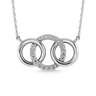 10K White Gold Diamond 1/10 Ct.Tw. Interlinked Circle Fashion Necklace