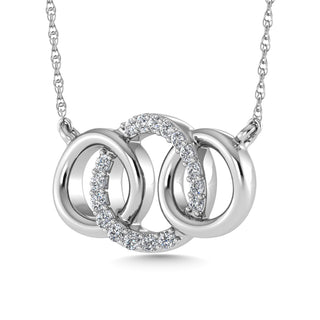 10K White Gold Diamond 1/10 Ct.Tw. Interlinked Circle Fashion Necklace