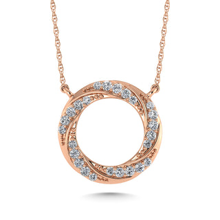 10K Rose Gold Diamond 1/6 Ct.Tw. Circle Fashion Necklace