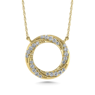 10K Yellow Gold Diamond 1/6 Ct.Tw. Circle Fashion Necklace