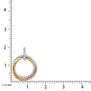 14K Three Tone Diamond 1/5 Ct.Tw. Circle Fashion Pendant