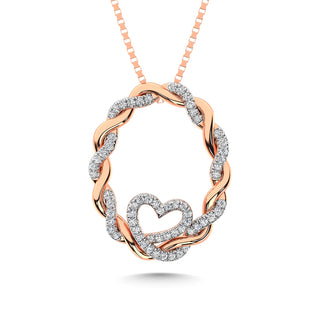 14K Rose Gold Diamond 1/4 Ct.Tw. Circle and Heart Fashion Pendant