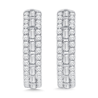 14K White Gold Diamond 1/2 Ct.Tw. Hoop Earrings