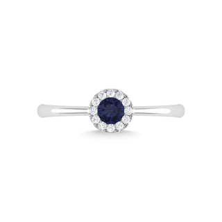14K White Gold Blue Sapphire and Diamond 1/3 Ct.Tw. Fashion Ring